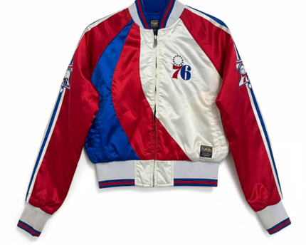 G-III Sports Philadelphia 76ers Red, White, Blue Satin Bomber Jacket