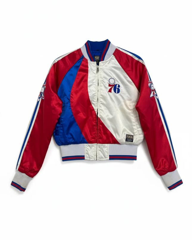 G-III Sports Philadelphia 76ers Red, White, Blue Satin Bomber Jacket