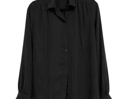 H&M Black Long Sleeve Button-Up Blouse