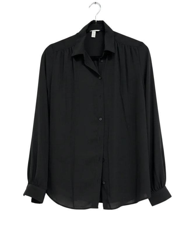 H&M Black Long Sleeve Button-Up Blouse