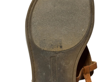 Tommy Hilfiger Light Brown T-Strap Logo Sandals W/Box
