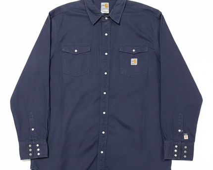 Carhartt Navy Blue Flame-Resistant Long Sleeve Utility Work Shirt