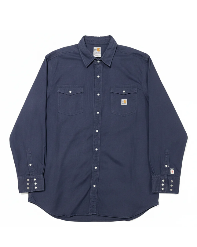 Carhartt Navy Blue Flame-Resistant Long Sleeve Utility Work Shirt
