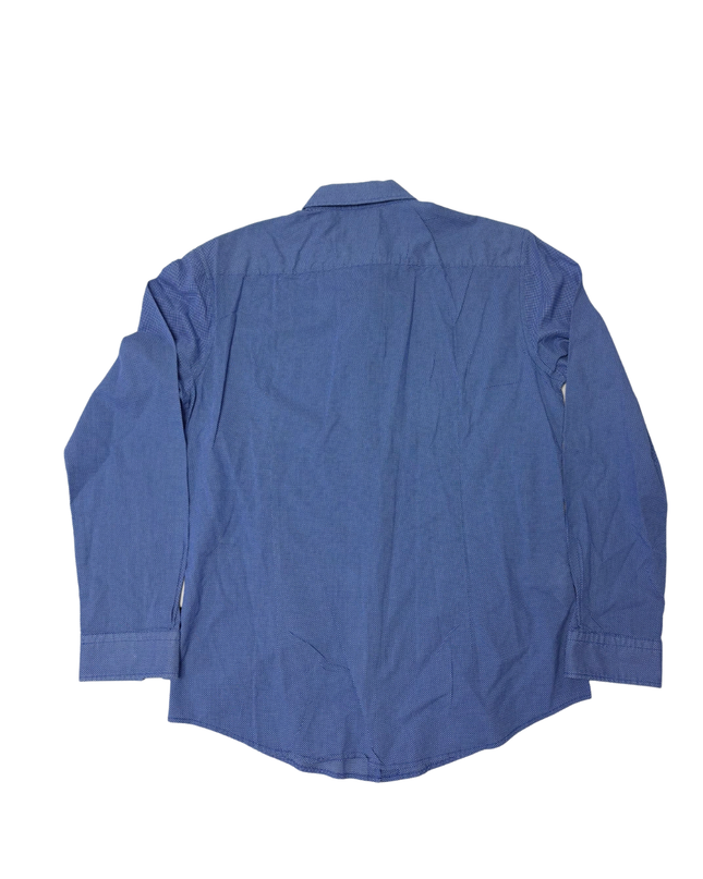 Boss Blue Slim Fit Micro-Pattern Button-Down Shirt