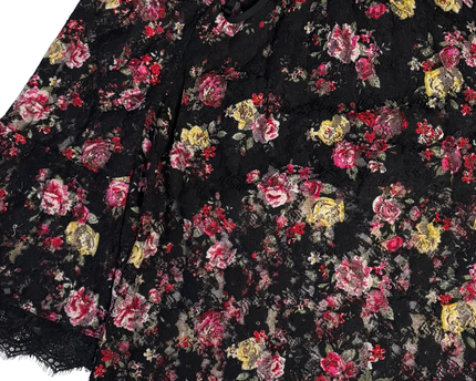 No Boundaries Black Floral Lace Bell Sleeve Off-the-Shoulder Top