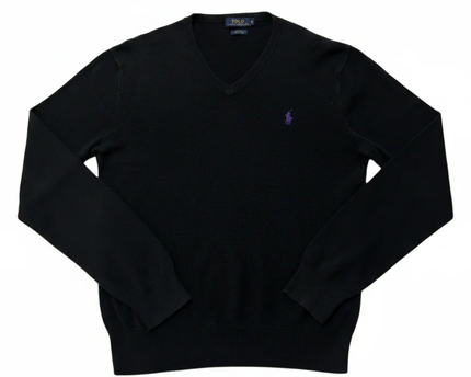 Polo Ralph Lauren Black Pima Cotton Slim Fit V-Neck Sweater