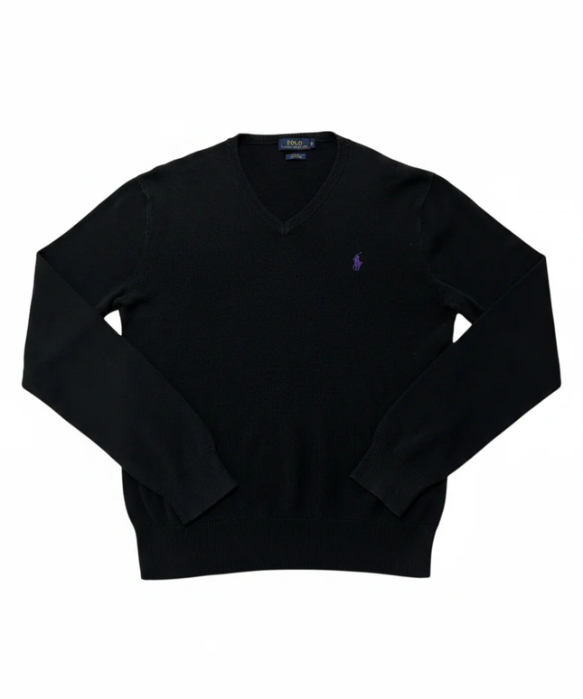 Polo Ralph Lauren Black Pima Cotton Slim Fit V-Neck Sweater