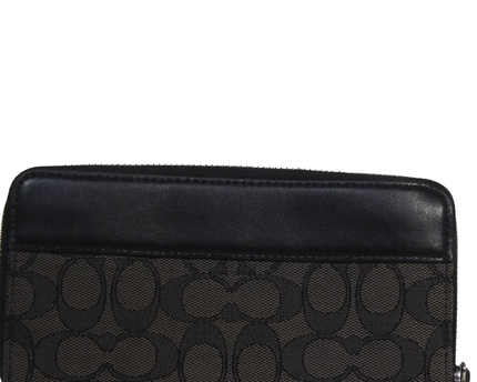 Coach Black & Brown Signature Zip-Around Wallet