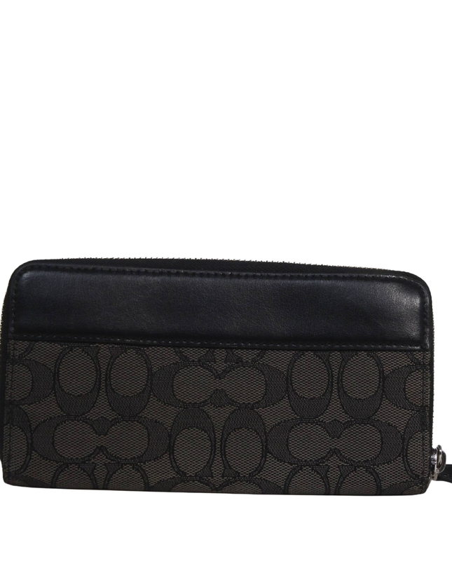 Coach Black & Brown Signature Zip-Around Wallet