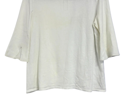 G2000 White 3/4 Sleeve Knit with Slit Cuffs Top
