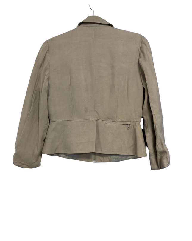 Banana Republic Beige 100% Silk Zip-Front Jacket