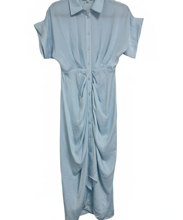 Steve Madden Light Blue Ruched Midi Shirt Dress
