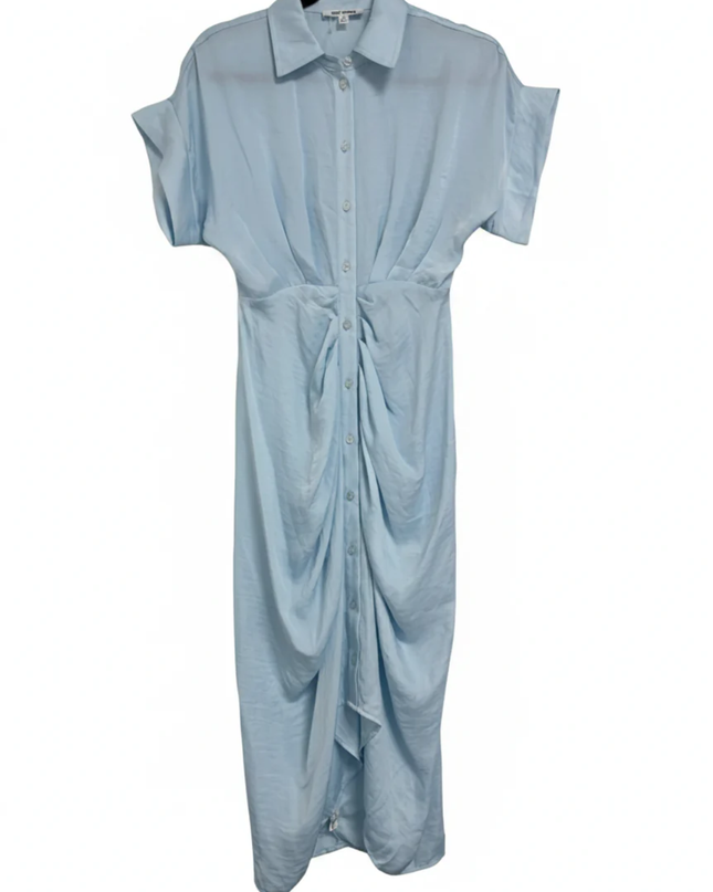 Steve Madden Light Blue Ruched Midi Shirt Dress