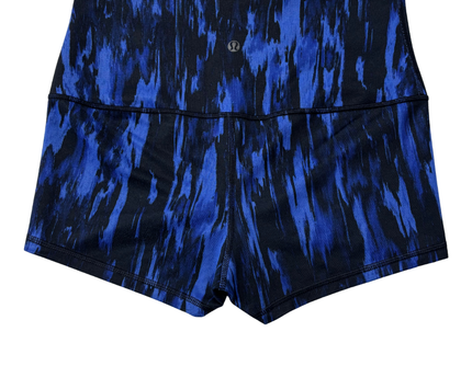 Lululemon Blue and Black Patterned High-Waisted Athletic Sports Shorts