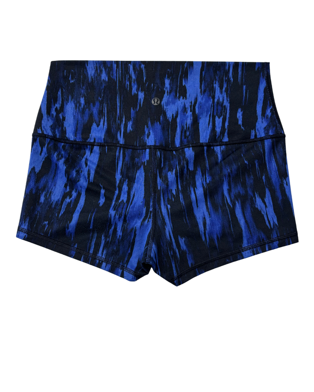 Lululemon Blue and Black Patterned High-Waisted Athletic Sports Shorts
