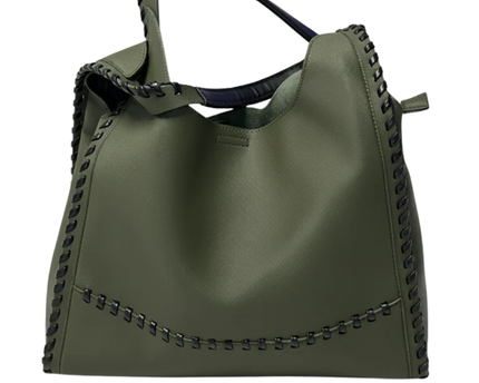 Sac Unit by SAC Olive Green Whipstitch Detail Hobo Bag