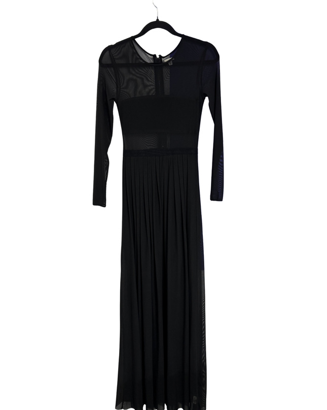 Ecote Black Sheer Mesh Long Sleeve Maxi Dress