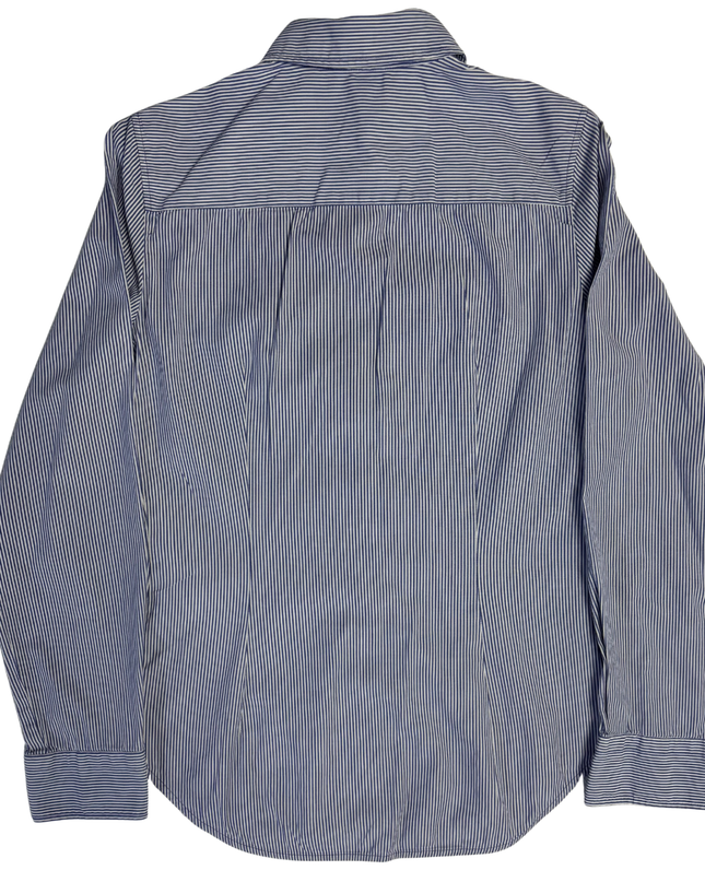 Zara Basic Blue and White Striped Long Sleeve Button Down Shirt