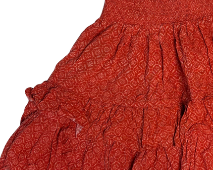 Lauren Ralph Lauren Petite Orange Patterned Smocked Mini Skirt