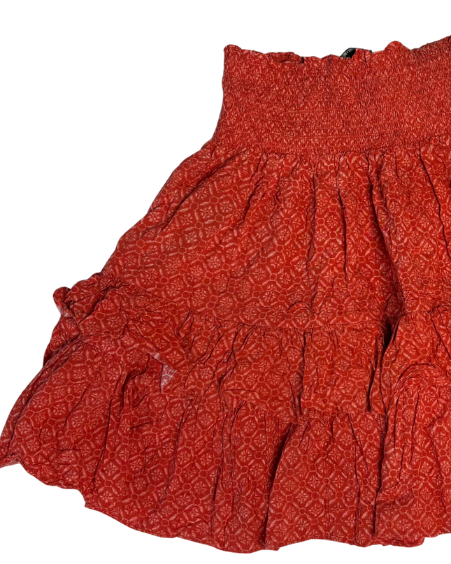 Lauren Ralph Lauren Petite Orange Patterned Smocked Mini Skirt