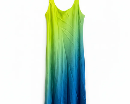 Lauren Ralph Lauren Green/Blue Ombre Satin Dress W/Tags