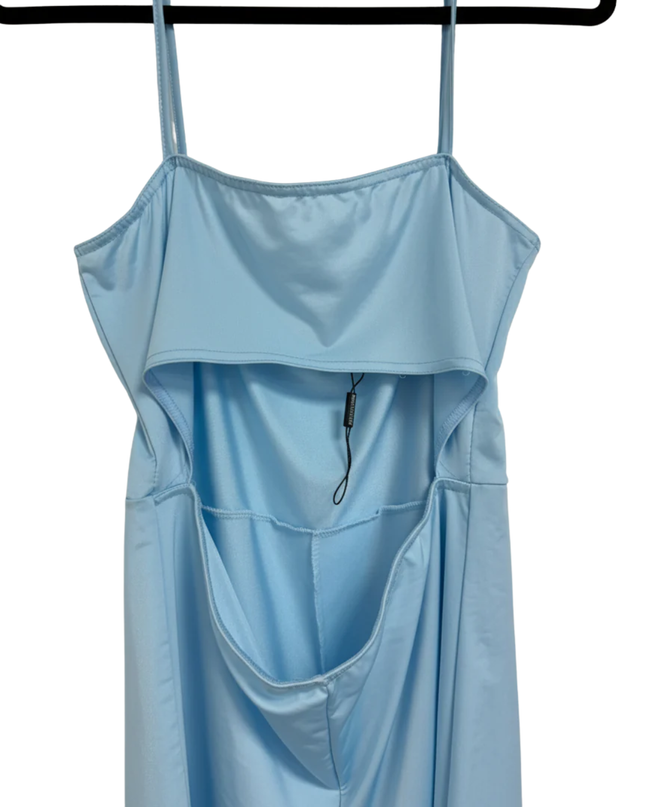 Pretty Little Thing Light Blue Cut-Out Unitard Romper