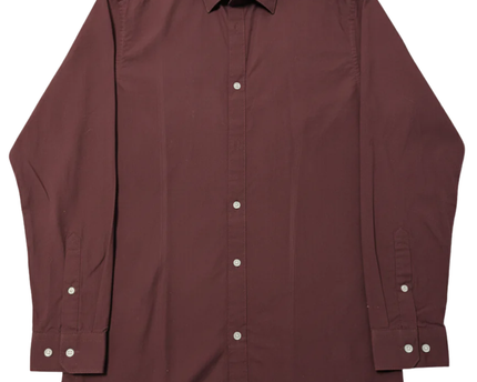 H&M Burgundy Slim Fit Easy Iron Long Sleeve Shirt