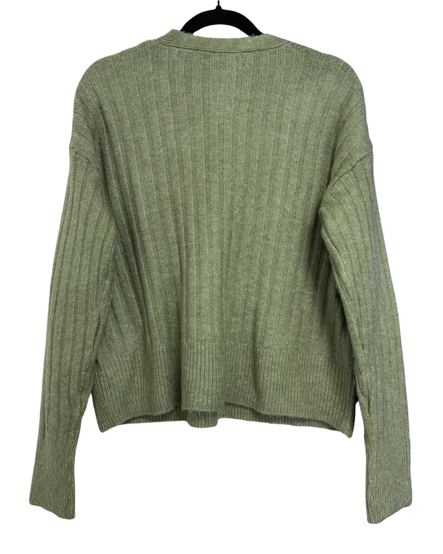 Lefties Green Ribbed Knit V-Neck Cardigan
