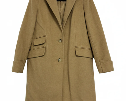 Lauren Ralph Lauren Tan Wool Blend Single-Breasted Coat