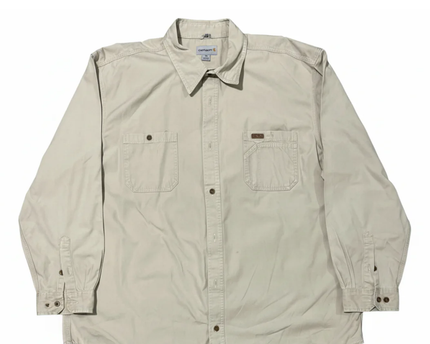 Carhartt Beige Rugged Long Sleeve Work Shirt