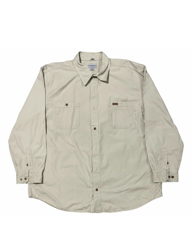 Carhartt Beige Rugged Long Sleeve Work Shirt