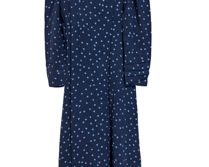 Zara Blue Polka Dot V-Neck Long Sleeve Midi Dress
