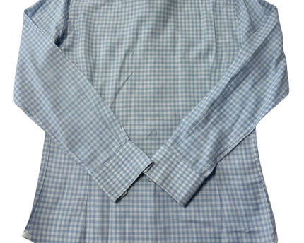 Massimo Dutti Light Blue Gingham Checkered Button-Down Shirt