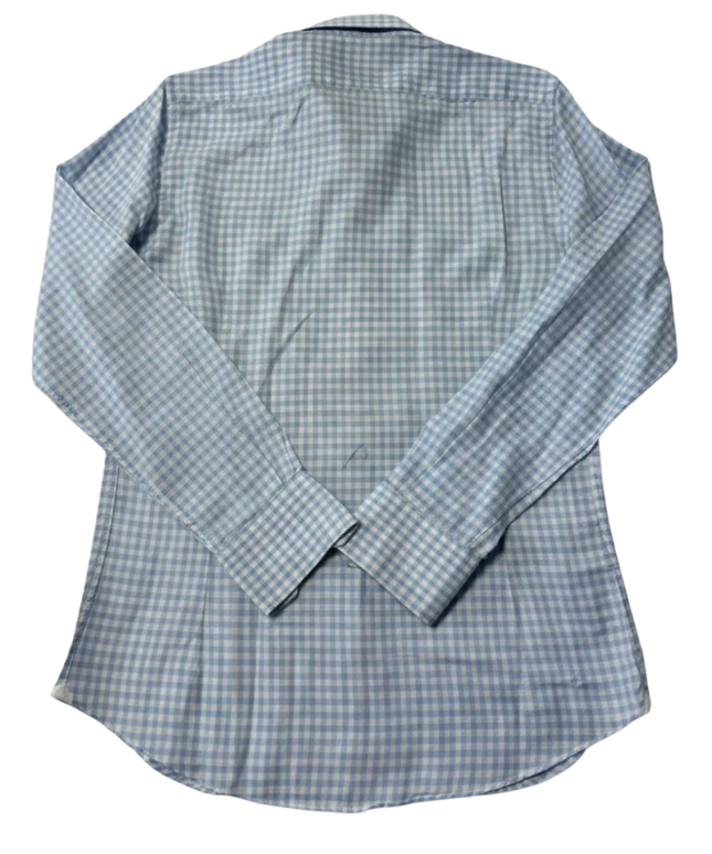 Massimo Dutti Light Blue Gingham Checkered Button-Down Shirt