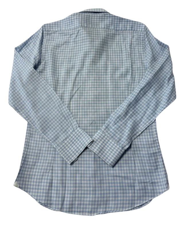 Massimo Dutti Light Blue Gingham Checkered Button-Down Shirt