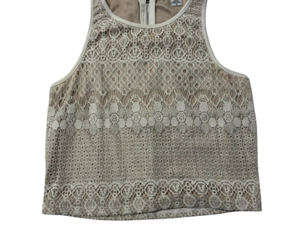 Bar III White Lace Sleeveless Crop Top
