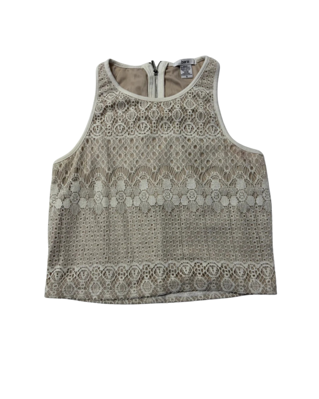 Bar III White Lace Sleeveless Crop Top