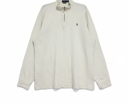Polo Ralph Lauren Off-white Half-Zip Ribbed Pullover Sweater