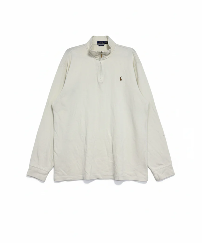 Polo Ralph Lauren Off-white Half-Zip Ribbed Pullover Sweater