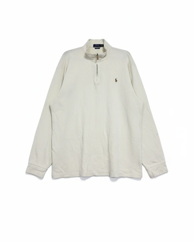 Polo Ralph Lauren Off-white Half-Zip Ribbed Pullover Sweater