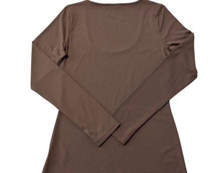 XOXO Brown Scoop Neck Long Sleeve Top