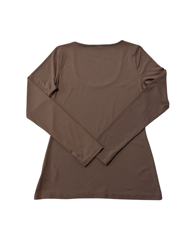 XOXO Brown Scoop Neck Long Sleeve Top