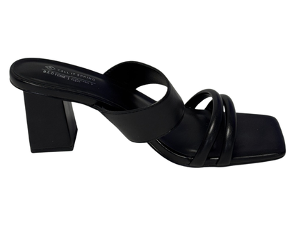 Call It Spring Black Block Heel Strappy Sandals