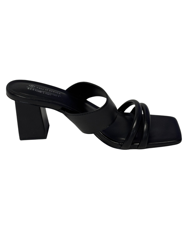 Call It Spring Black Block Heel Strappy Sandals