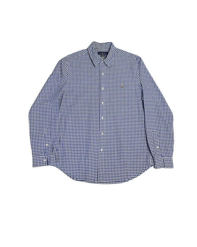 Ralph Lauren Blue Gingham Polo Player Slim Shirt