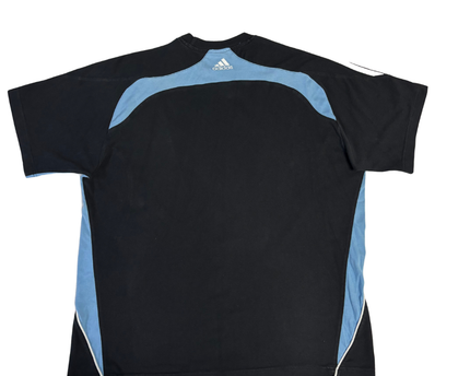 Adidas Black & Light Blue Three-Stripe Sports T-Shirt