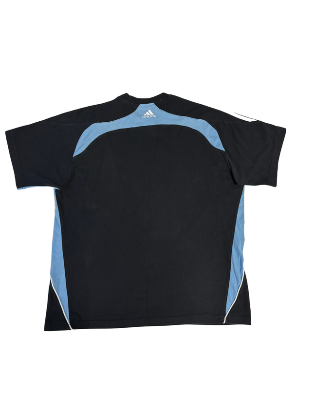 Adidas Black & Light Blue Three-Stripe Sports T-Shirt