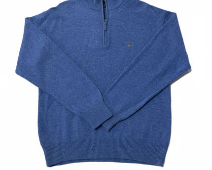 GANT Blue Quarter-Zip Lambswool Sweater
