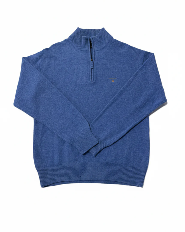 GANT Blue Quarter-Zip Lambswool Sweater