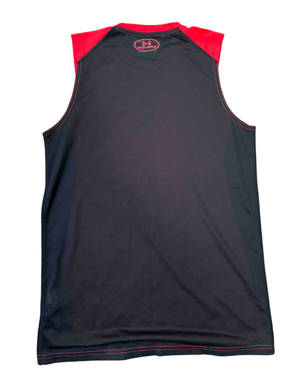 Under Armour HeatGear Fitted Red & Black Sleeveless Training Top - XS